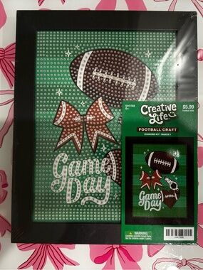 Hobby Lobby  “Game Day" Football Diamond Art Kit - Green/Brown/White/Bow